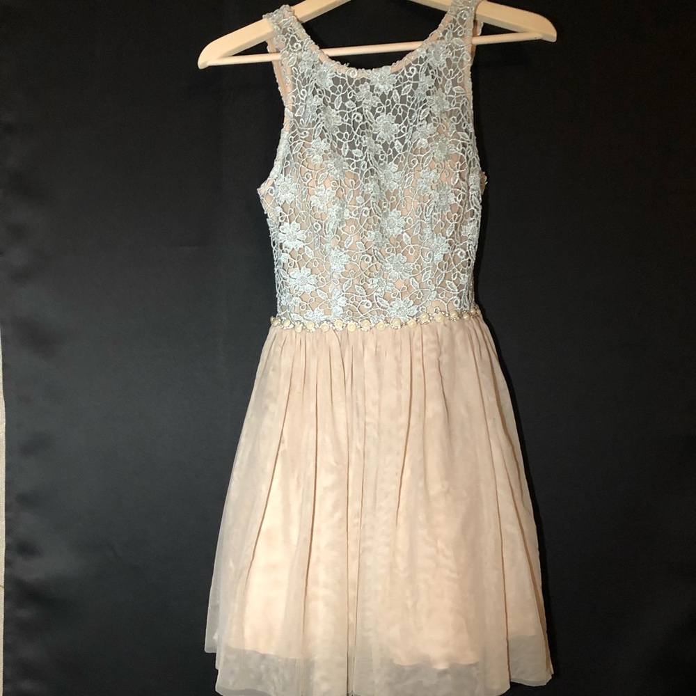Feminine Peach Lace Dress